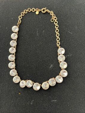Vintage J. Crew Gold 
Necklace with Clear Crystal Rounds